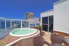 Incrível cobertura c/ jacuzzi & vista frontal mar